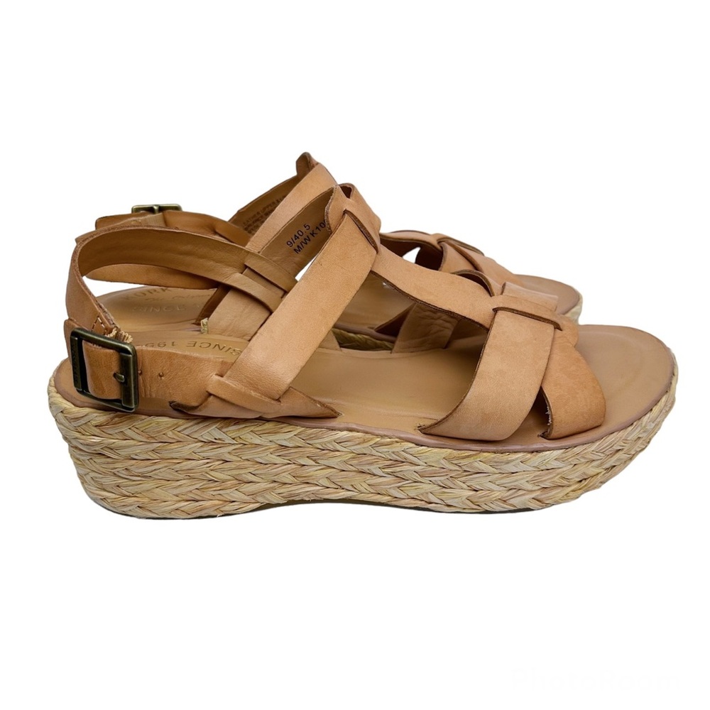 Kork-Ease Ande Tan Leather Platform Espadrille Wedge Sandal